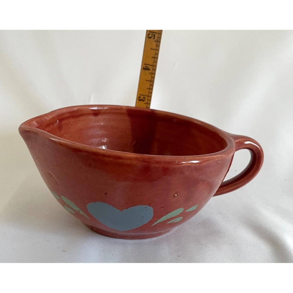 Redware Tennessee Clay Ware Works Pottery Folk Art Heart Mixing Bowl Clay VTG - Picture 11 of 12